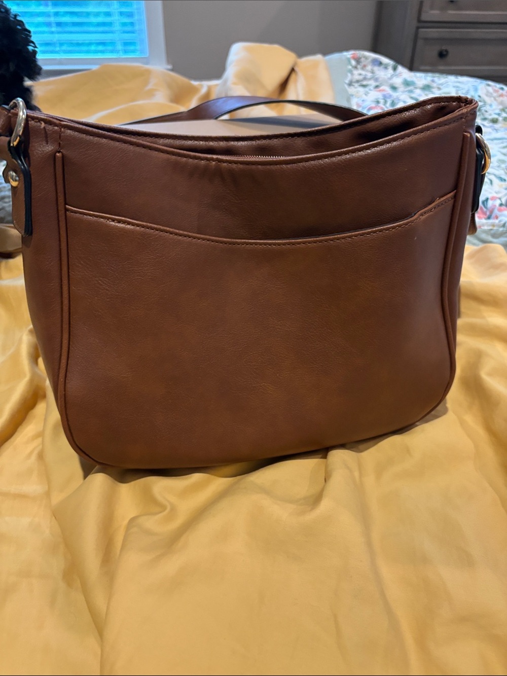 Women's Tan Leather Shoulder Bag - Classic Curved Design